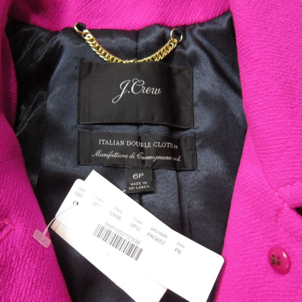 NWT J.Crew Classic Lady Day Coat in Vibrant Fuchsia Italian Doublecloth Wool 6P - Picture 5 of 6